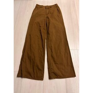 Good American Good Skate Cotton Wide Leg Trouser Pants Sz 0 / 25 - Brown GSKP531